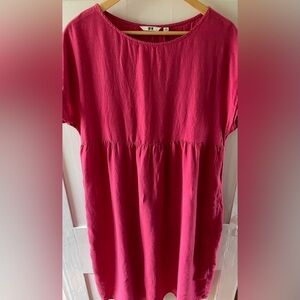 Uniqlo Linen oversized berry-red dress, medium